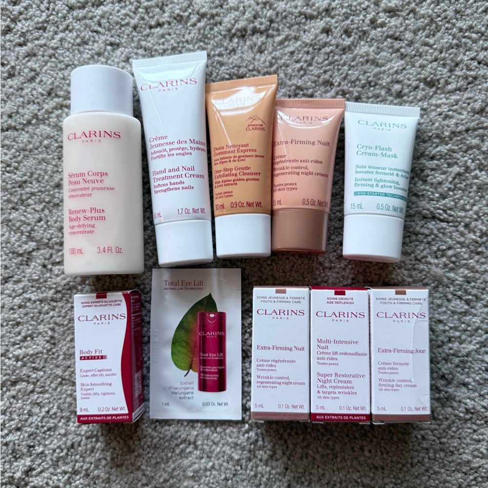NEW Clarins 10 Piece Skin Care Bundle